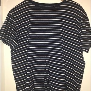 blue and white striped oversized tee